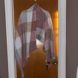 Express Plaid Scarf in Pink, White, and Tan